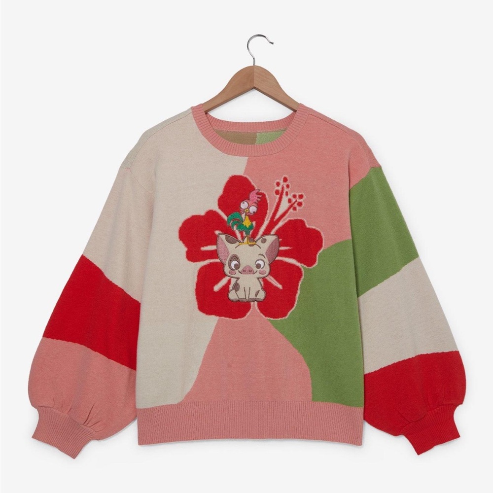Disney Moana Pua and hei hei hibiscus knit sweater